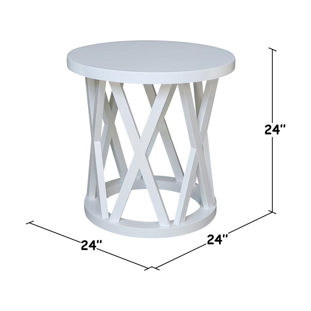 Round Ceylon End Table, White