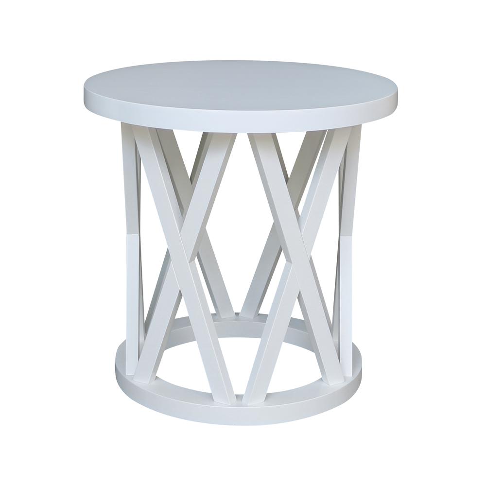 Round Ceylon End Table, White