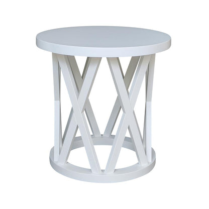Round Ceylon End Table, White