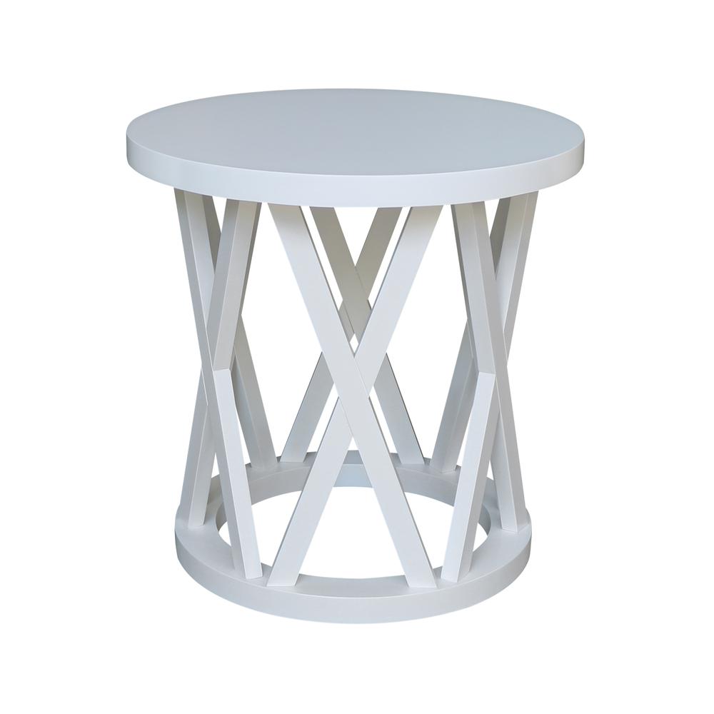 Round Ceylon End Table, White