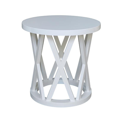 Round Ceylon End Table, White