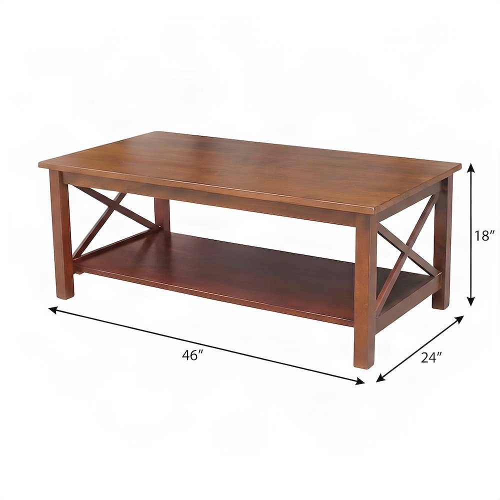 Hampton Hardwood Coffee Table, Rectangle Living Room Center Table