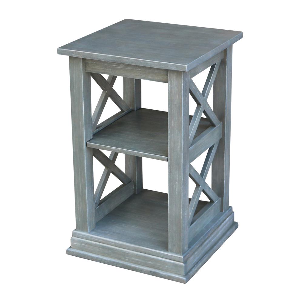 Hampton Accent Table with Shelves, Heather grey-antique washed