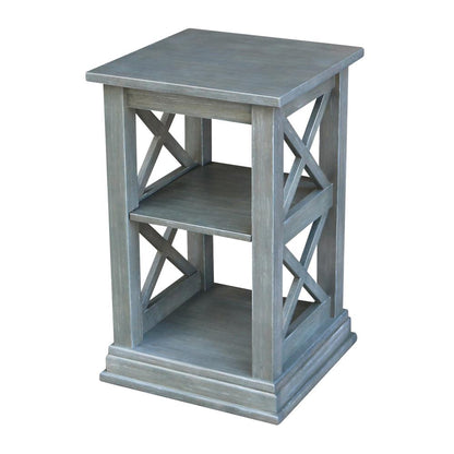 Hampton Accent Table with Shelves, Heather grey-antique washed