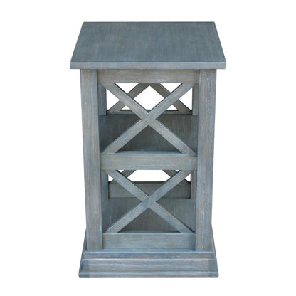 Hampton Accent Table with Shelves, Heather grey-antique washed