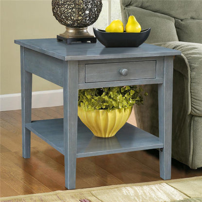 Spencer End Table in Antique washed heather gray