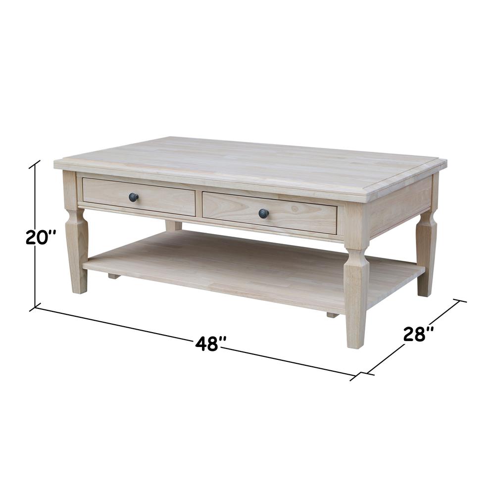 Vista Coffee Table, Unfinished, Unfinished