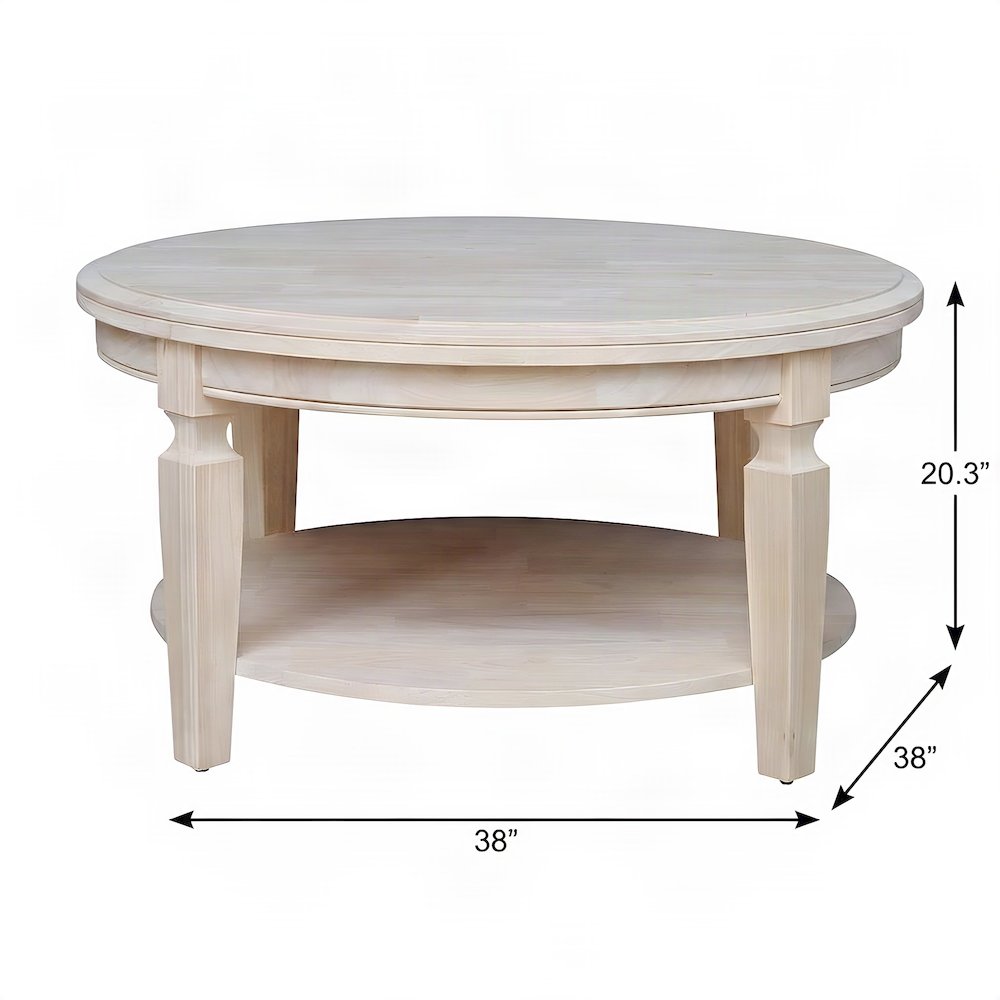 Vista Parawood Round Coffee Table, Unfinished Solid Wood, Wipe Clean