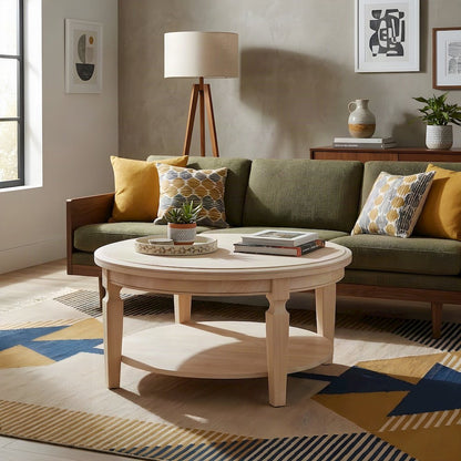 Vista Parawood Round Coffee Table, Unfinished Solid Wood, Wipe Clean