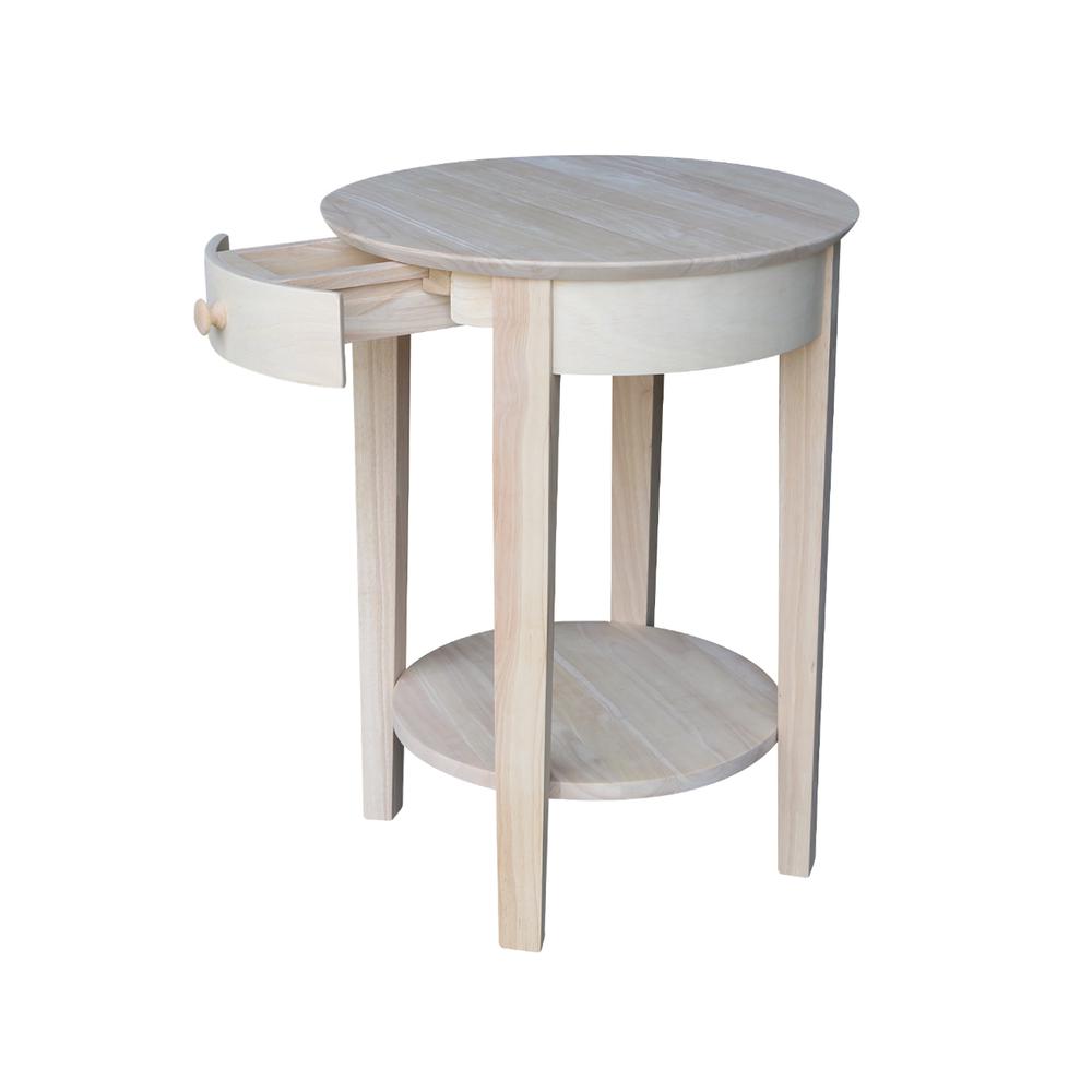 Phillips Accent Table Includes Drawer, Unfinished
