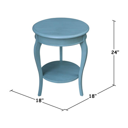 Cambria Round End Table, Ocean blue - antique rubbed