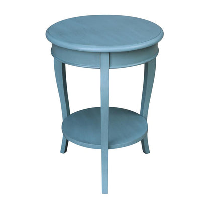 Cambria Round End Table, Ocean blue - antique rubbed