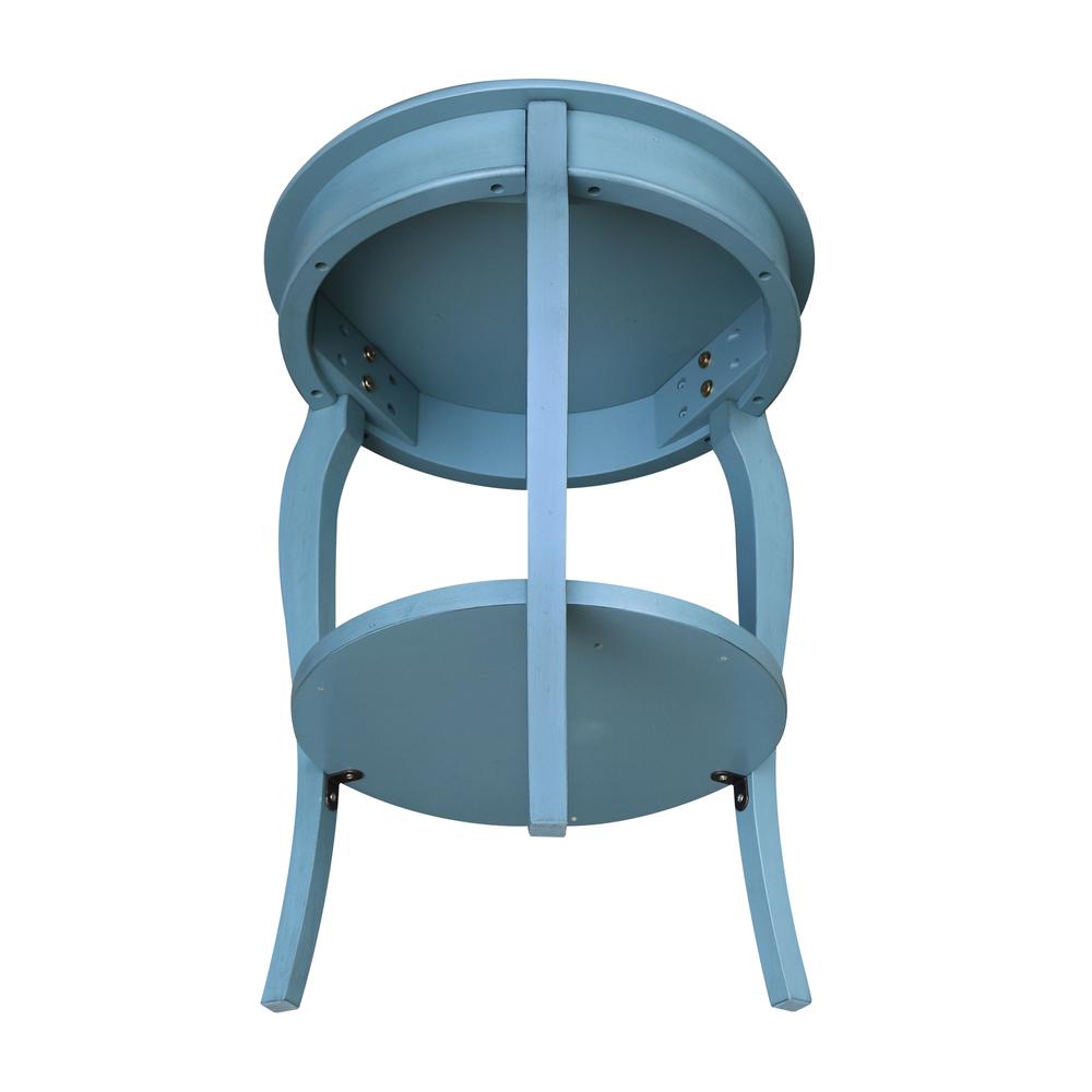 Cambria Round End Table, Ocean blue - antique rubbed