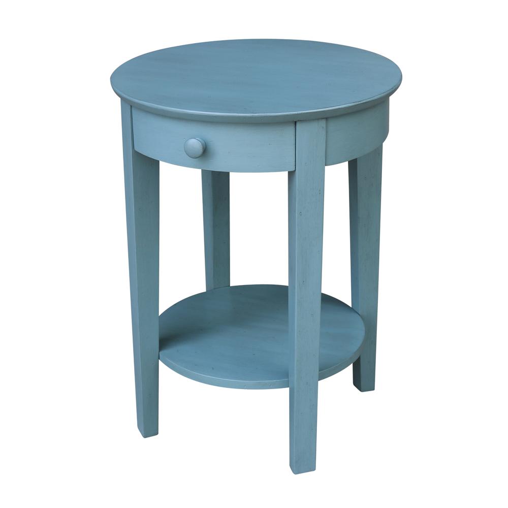 Phillips Accent Table with Drawer, Ocean blue - antique rubbed