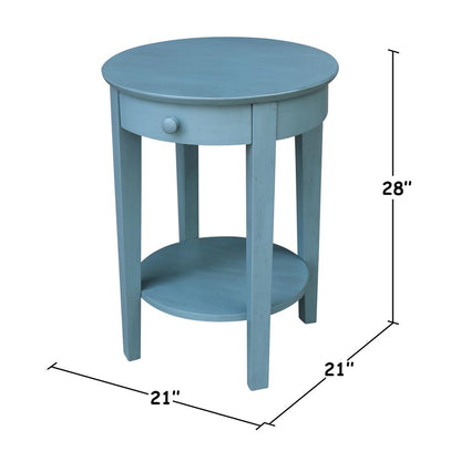Phillips Accent Table with Drawer, Ocean blue - antique rubbed
