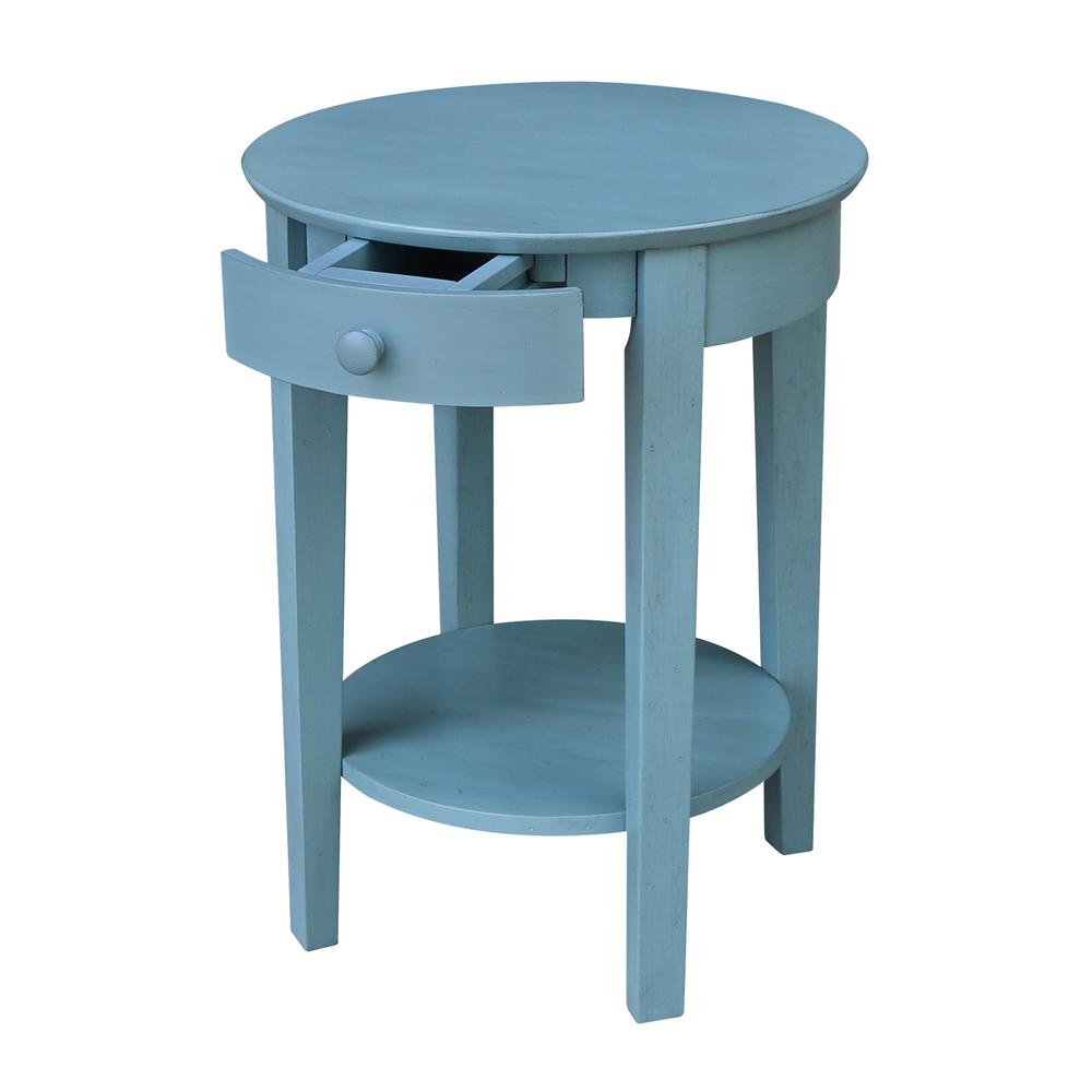 Phillips Accent Table with Drawer, Ocean blue - antique rubbed