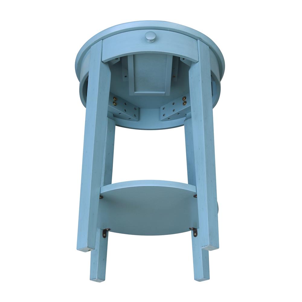 Phillips Accent Table with Drawer, Ocean blue - antique rubbed