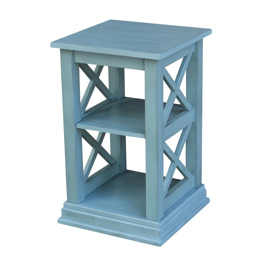 Hampton Accent Table with Shelves, Ocean blue - antique rubbed