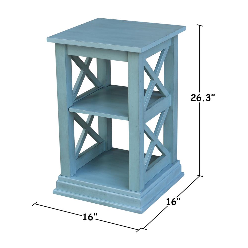 Hampton Accent Table with Shelves, Ocean blue - antique rubbed