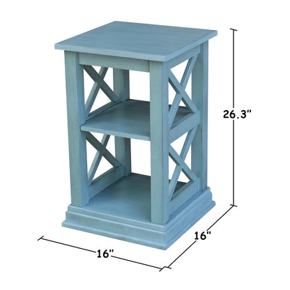 Hampton Accent Table with Shelves, Ocean blue - antique rubbed