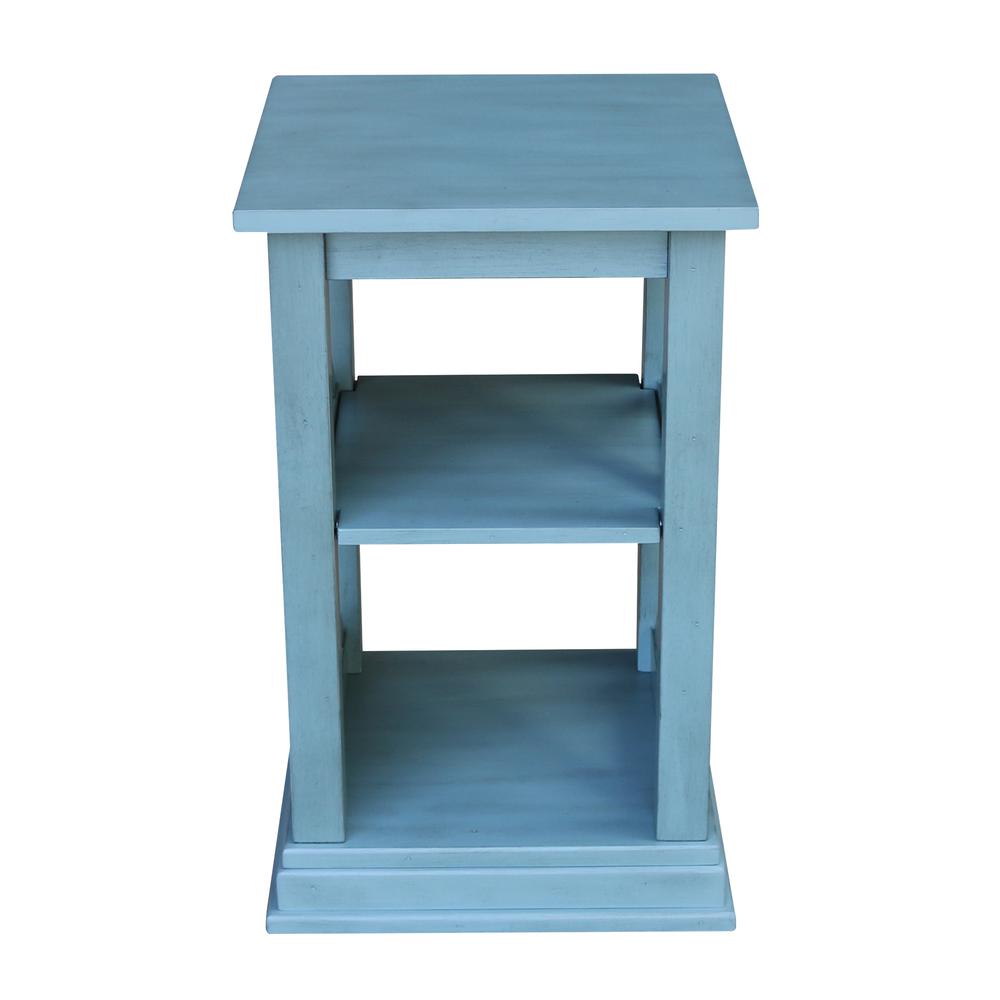 Hampton Accent Table with Shelves, Ocean blue - antique rubbed