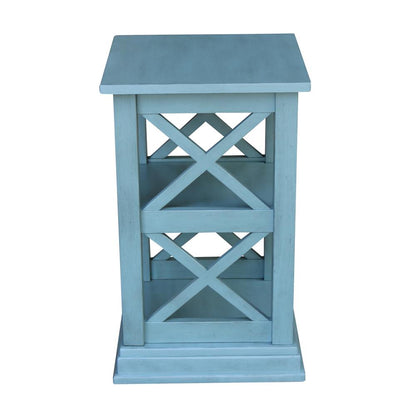 Hampton Accent Table with Shelves, Ocean blue - antique rubbed