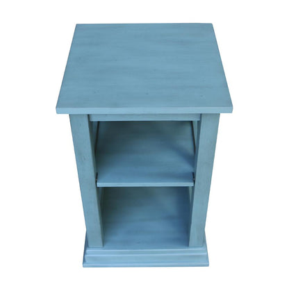 Hampton Accent Table with Shelves, Ocean blue - antique rubbed
