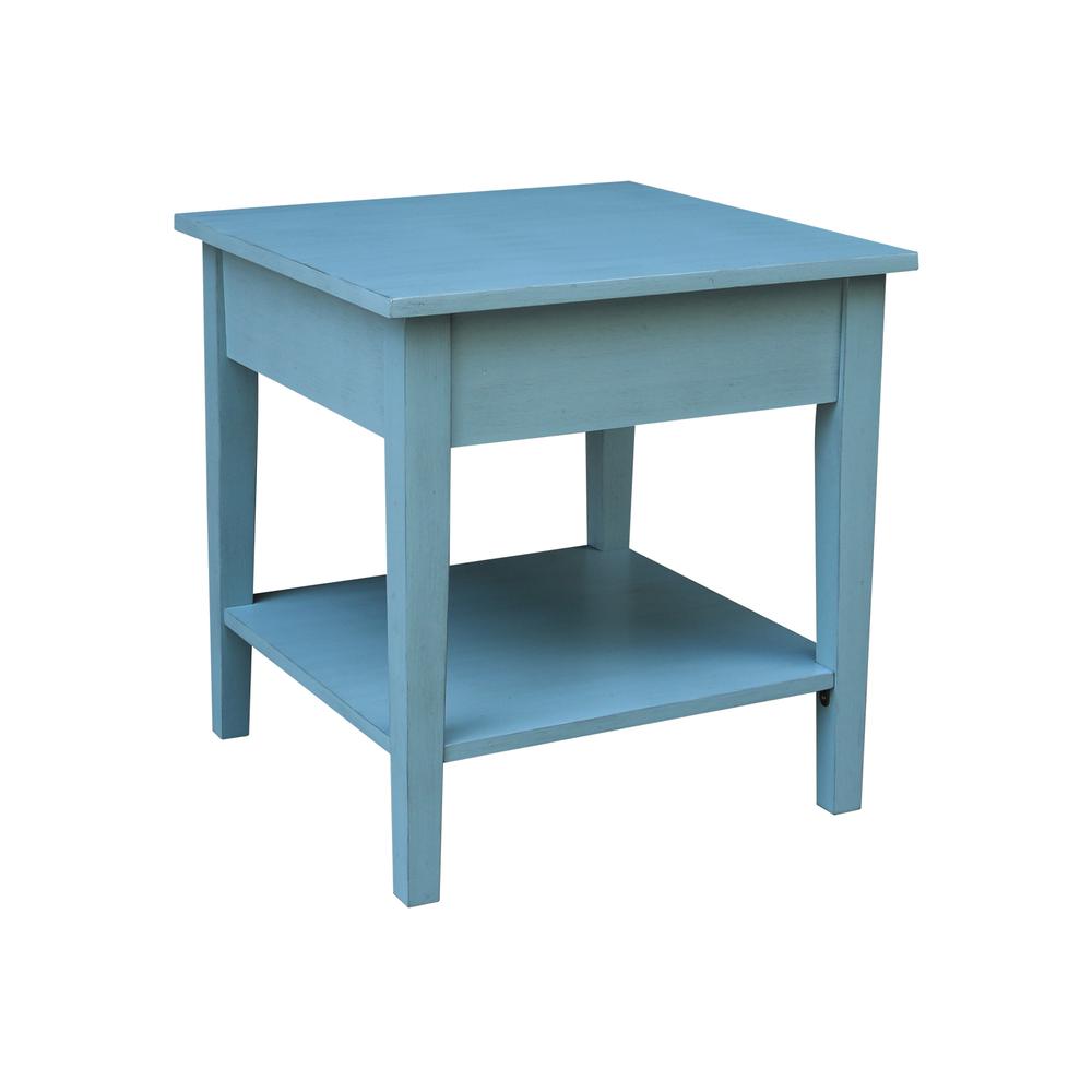 Spencer End Table in Antique rubbed ocean blue