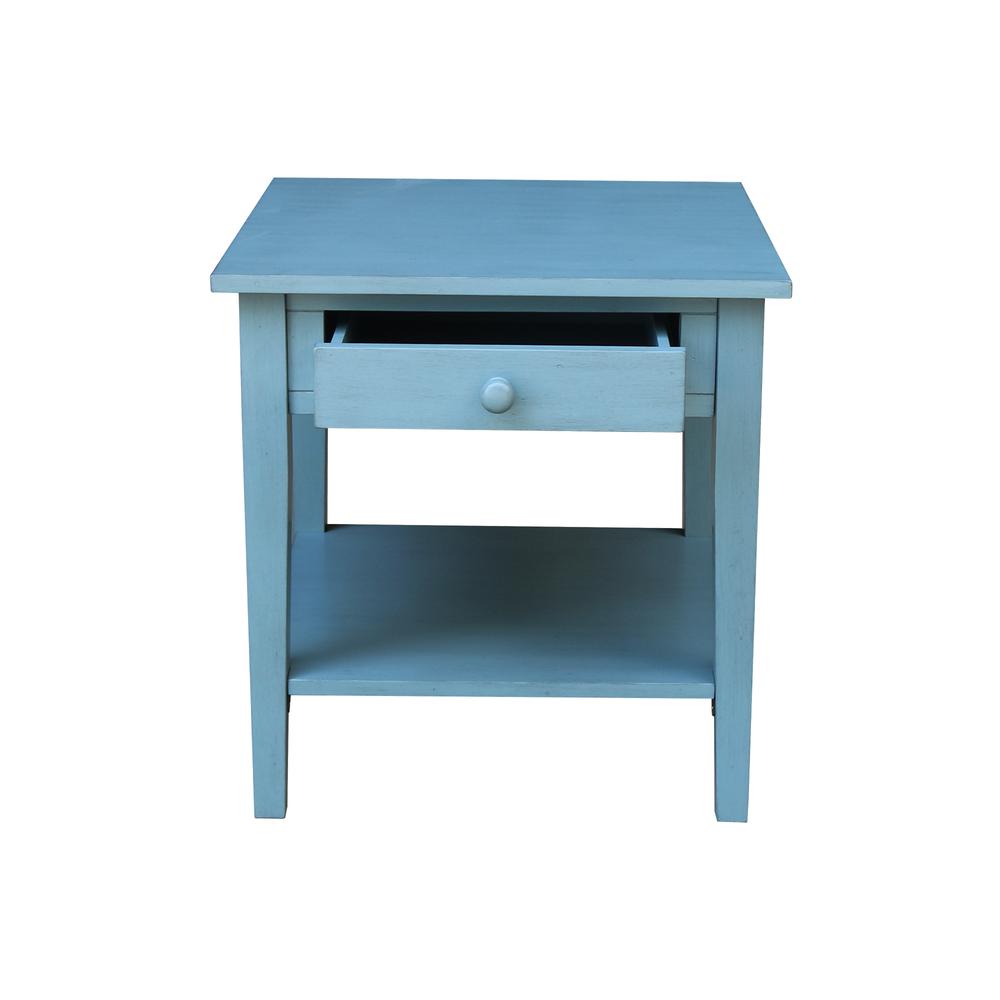 Spencer End Table in Antique rubbed ocean blue