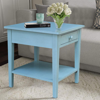 Spencer End Table in Antique rubbed ocean blue