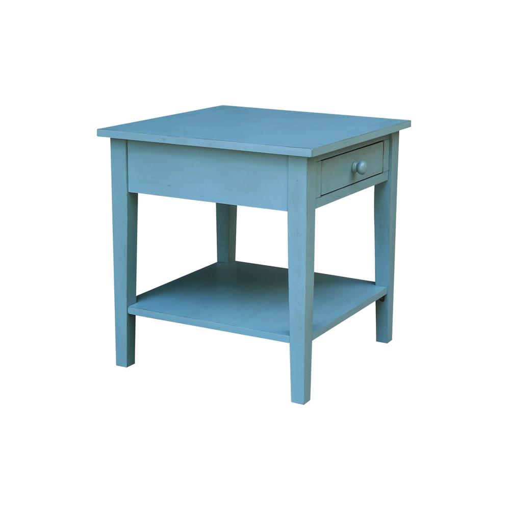 Spencer End Table in Antique rubbed ocean blue