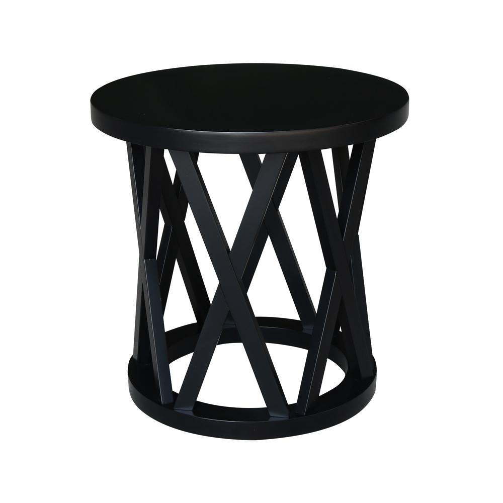 Round Ceylon End Table, Black