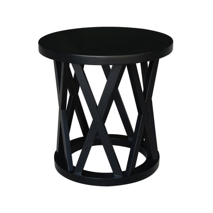 Round Ceylon End Table, Black