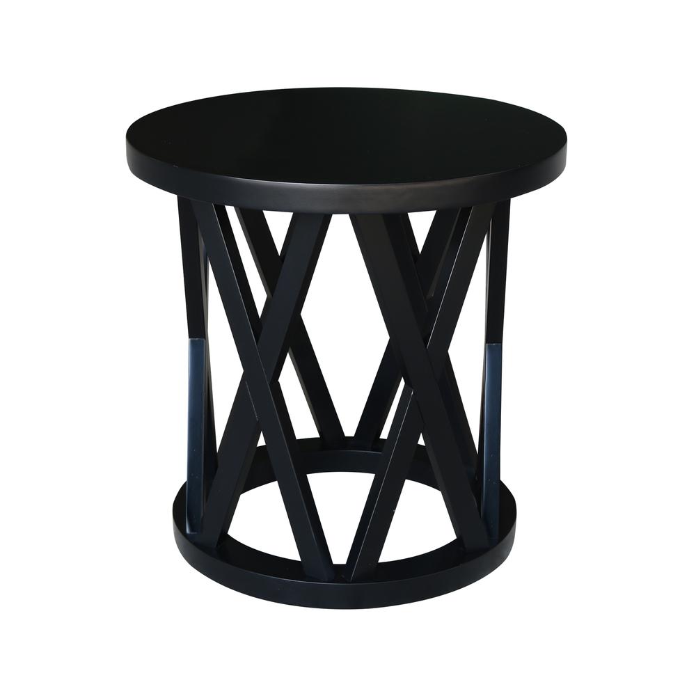Round Ceylon End Table, Black