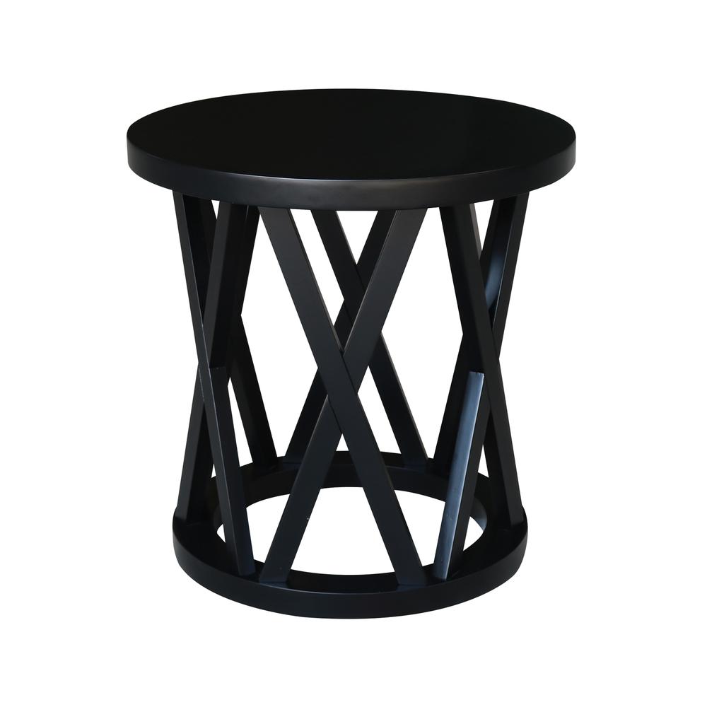 Round Ceylon End Table, Black