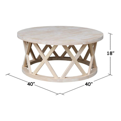 Round Ceylon Coffee Table, Unfinished