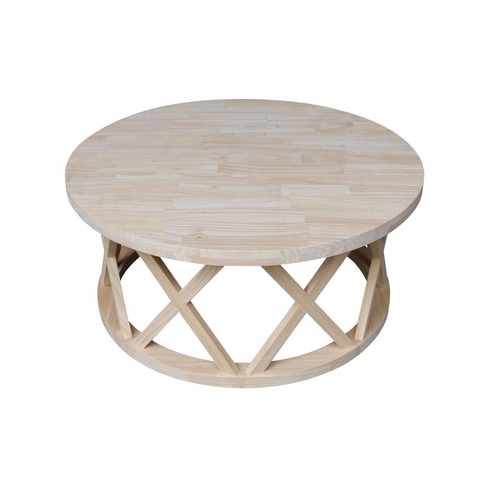 Round Ceylon Coffee Table, Unfinished