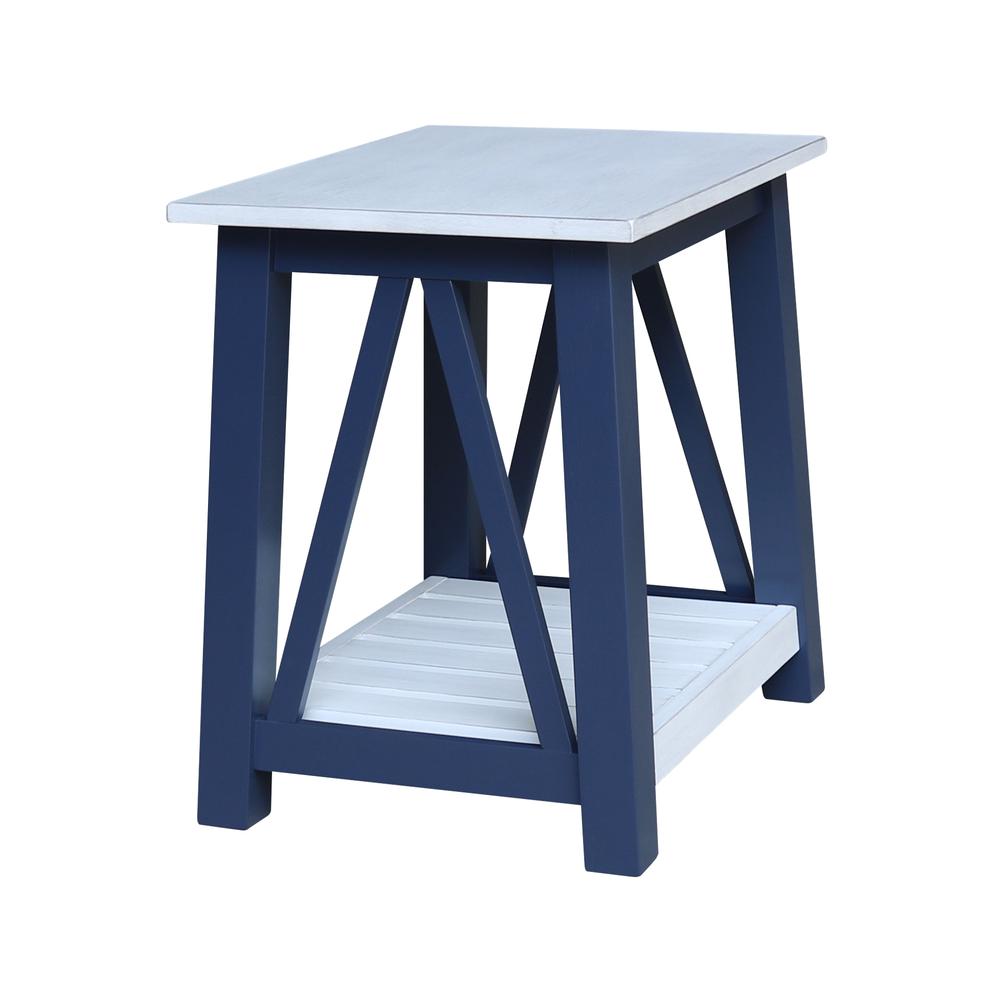 Surrey End Table, Blue/antiqued chalk