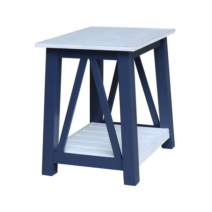 Surrey End Table, Blue/antiqued chalk