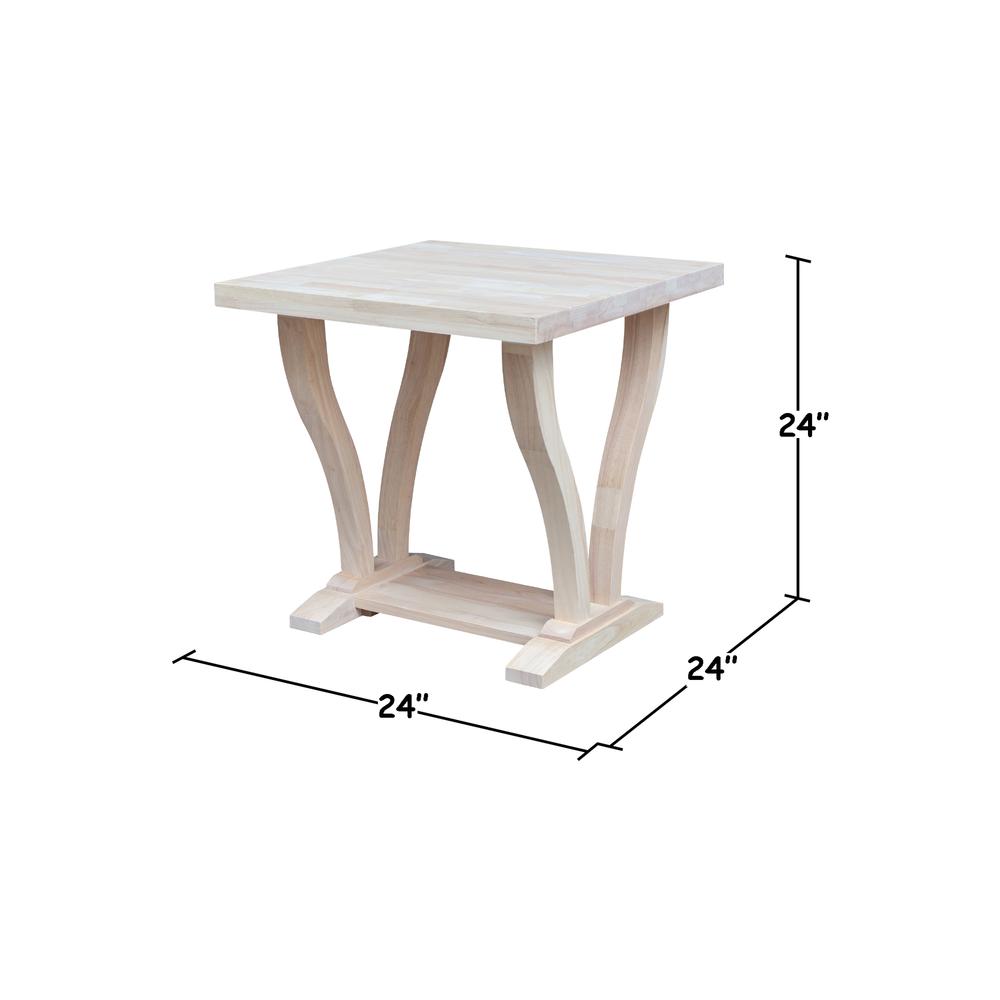 LaCasa Solid Wood End Table - Unfinished