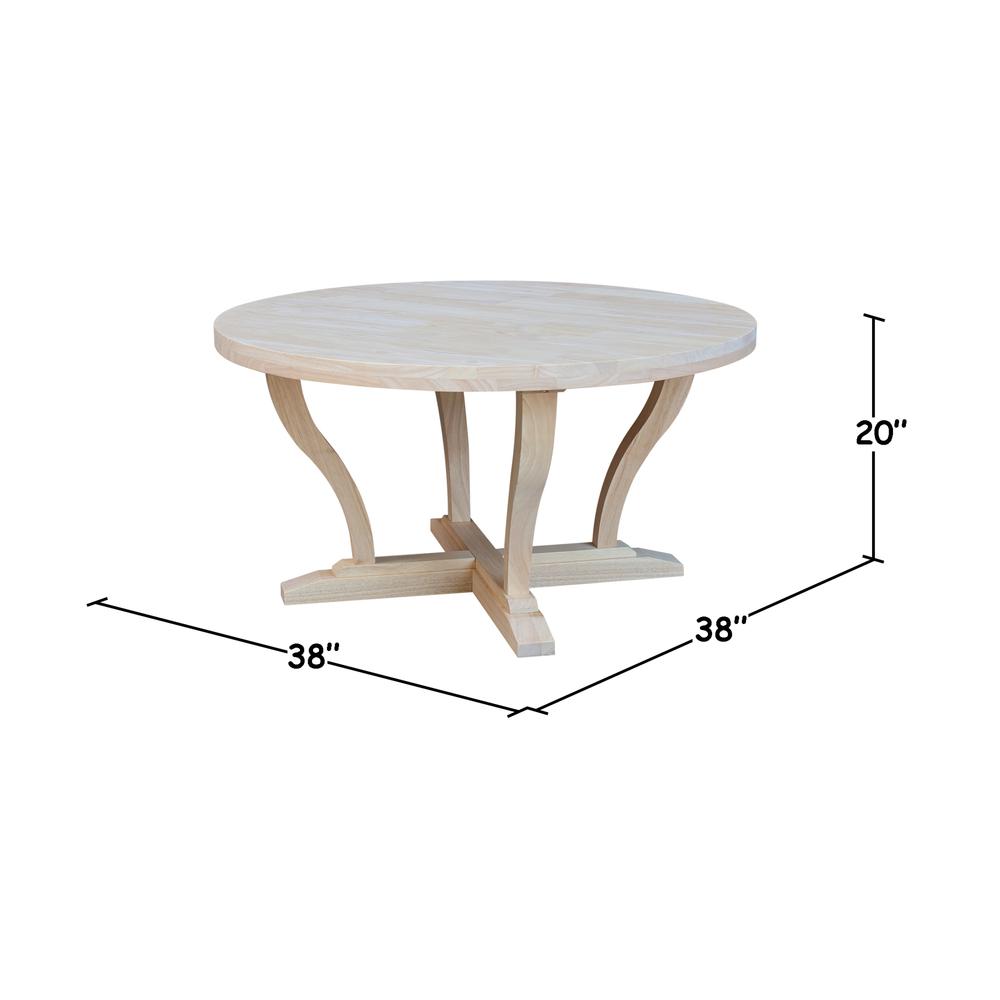 LaCasa Solid Wood Round Coffee Table - Unfinished