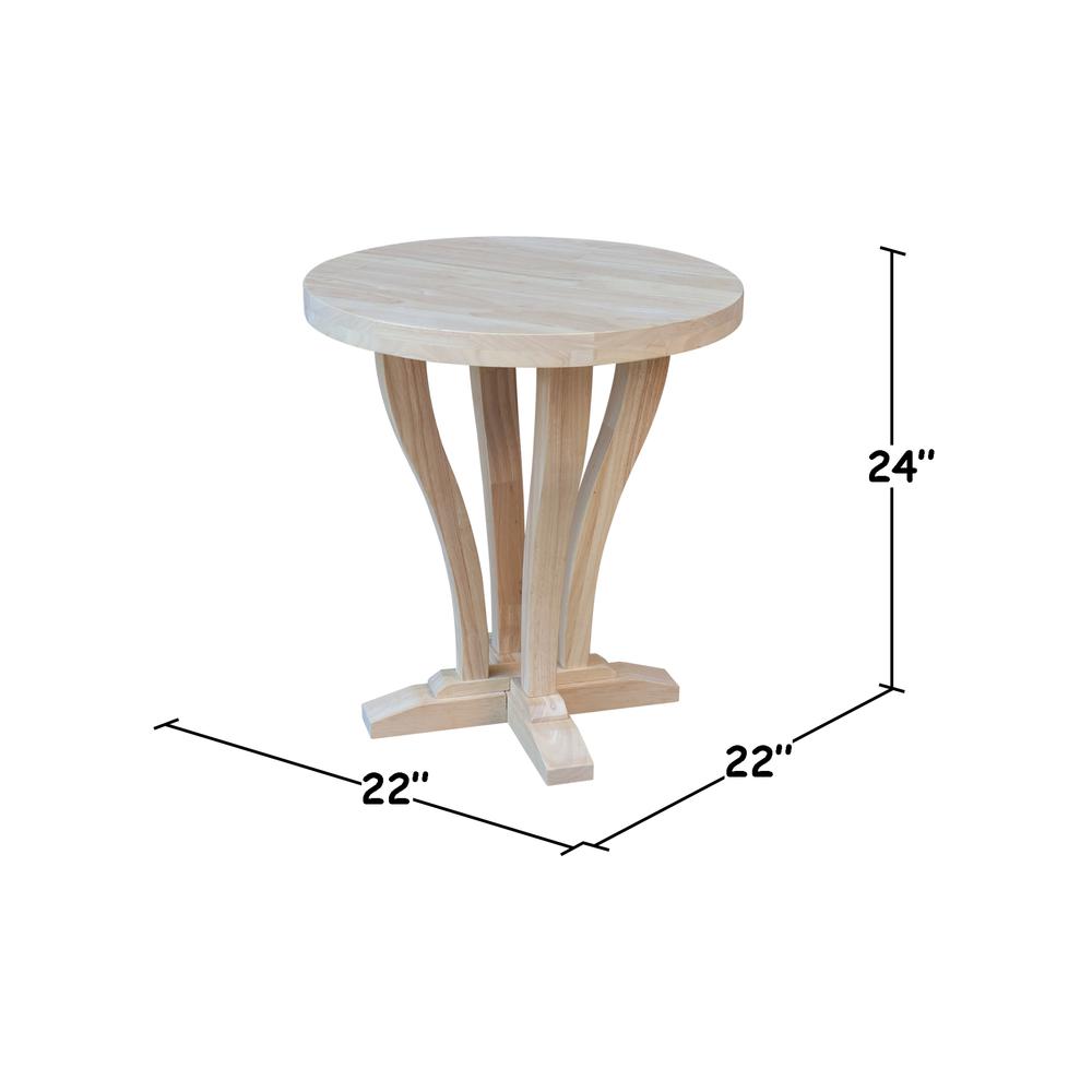 LaCasa Solid Wood Round End Table - Unfinished