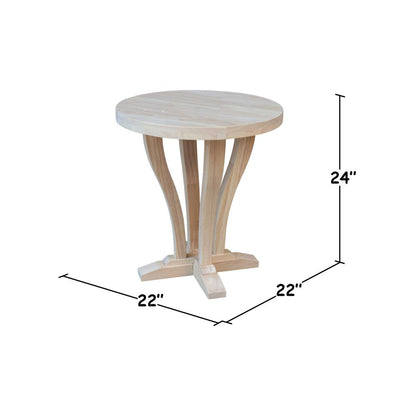 LaCasa Solid Wood Round End Table - Unfinished