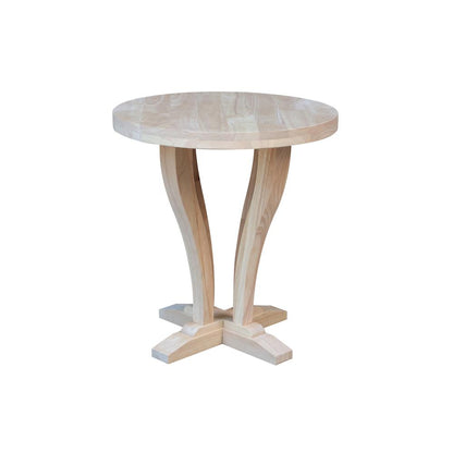 LaCasa Solid Wood Round End Table - Unfinished