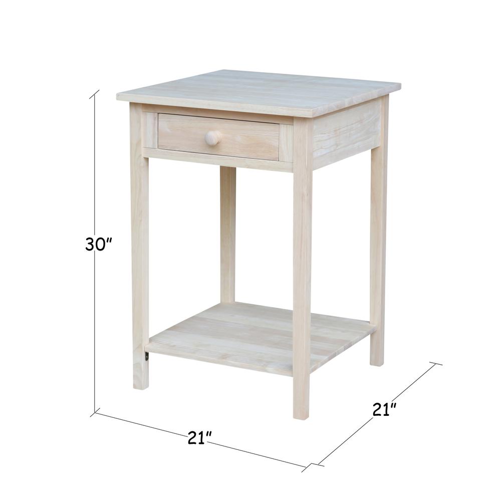 Hampton Bedside Table, Unfinished