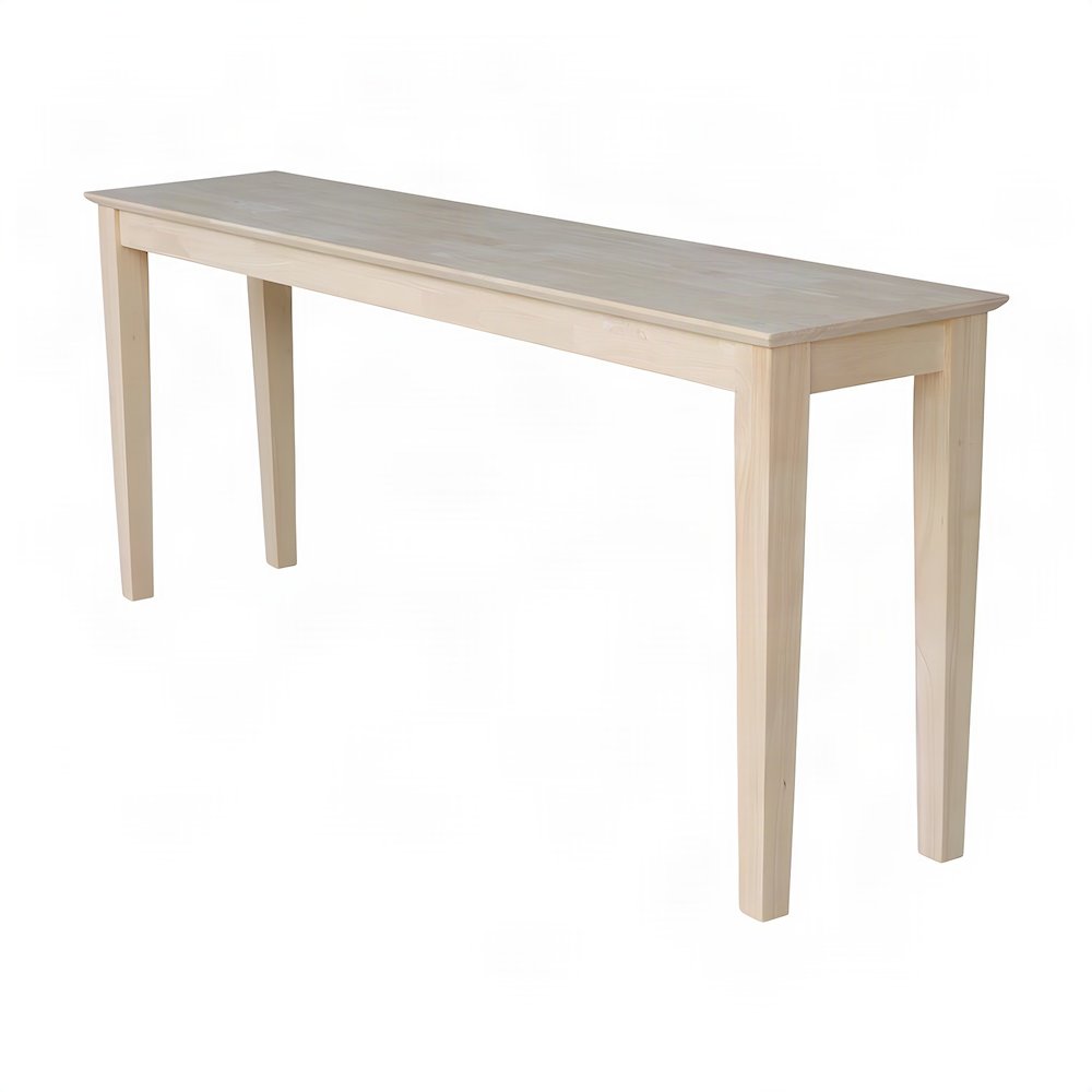 Shaker Hardwood Entryway Table, Narrow Sofa Table Wood, Unfinished