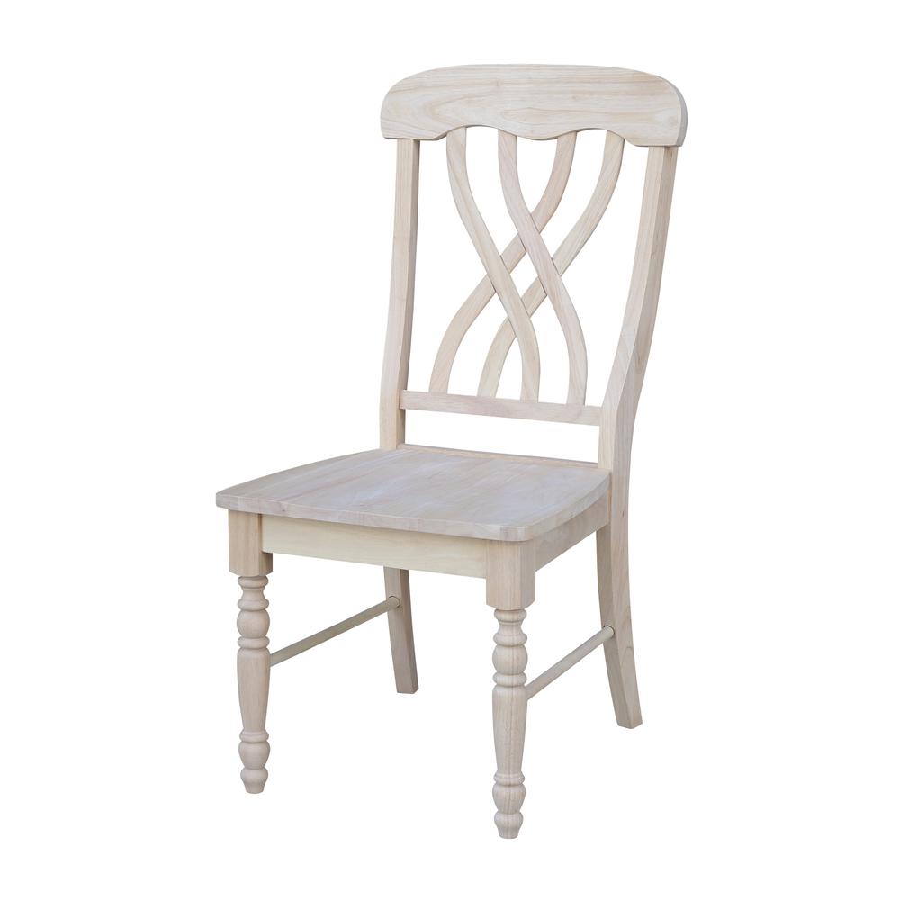 Set of Two Lattice Side Chairs, Unfinished