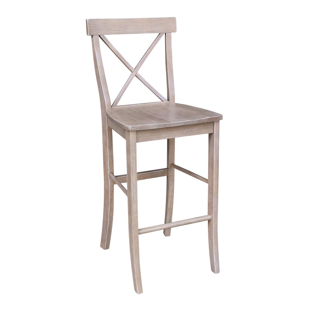 30" Round Pedestal Bar Height Table With 2 X-Back  Bar Height Stools