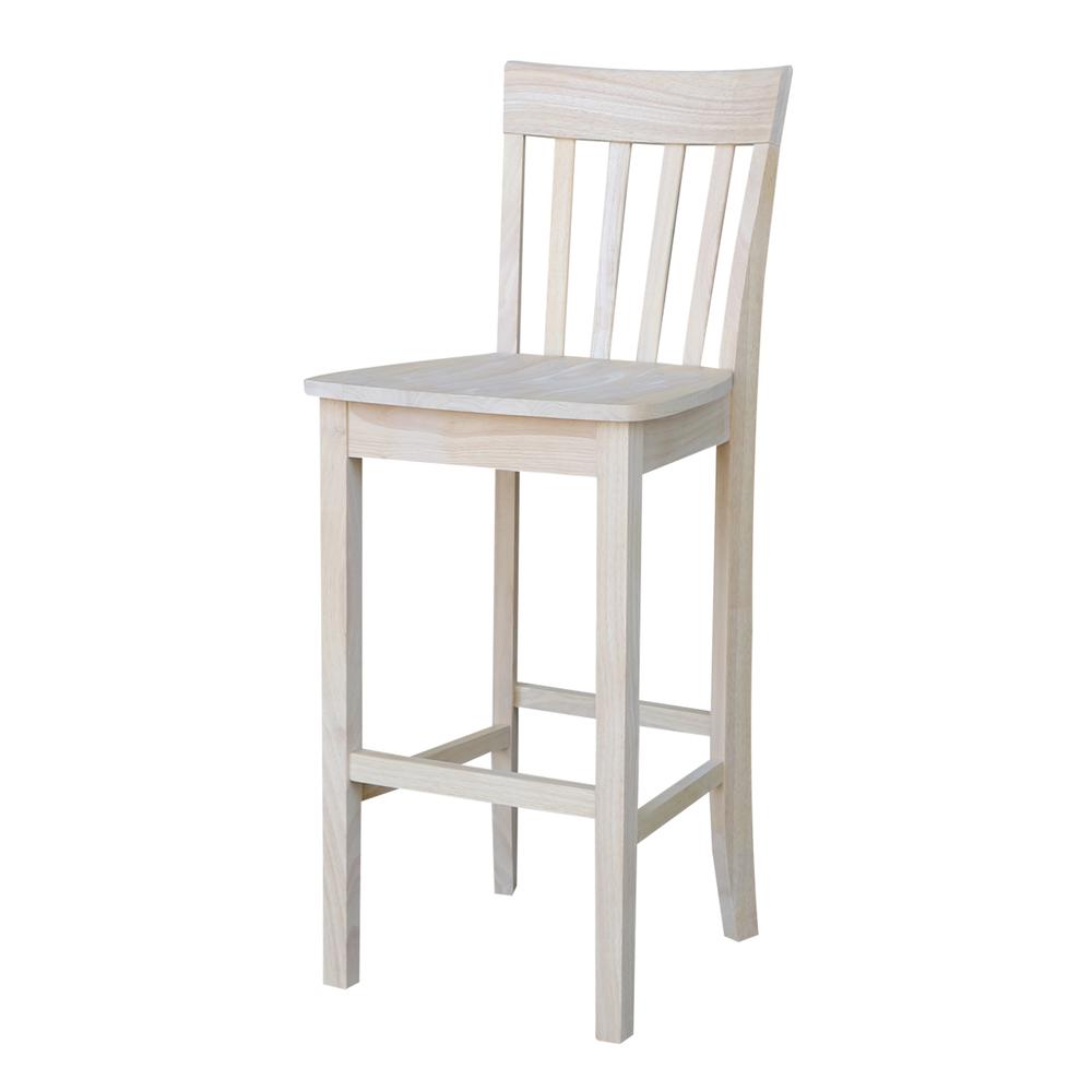 Slatback Bar height Stool - 30" Seat Height, Unfinished