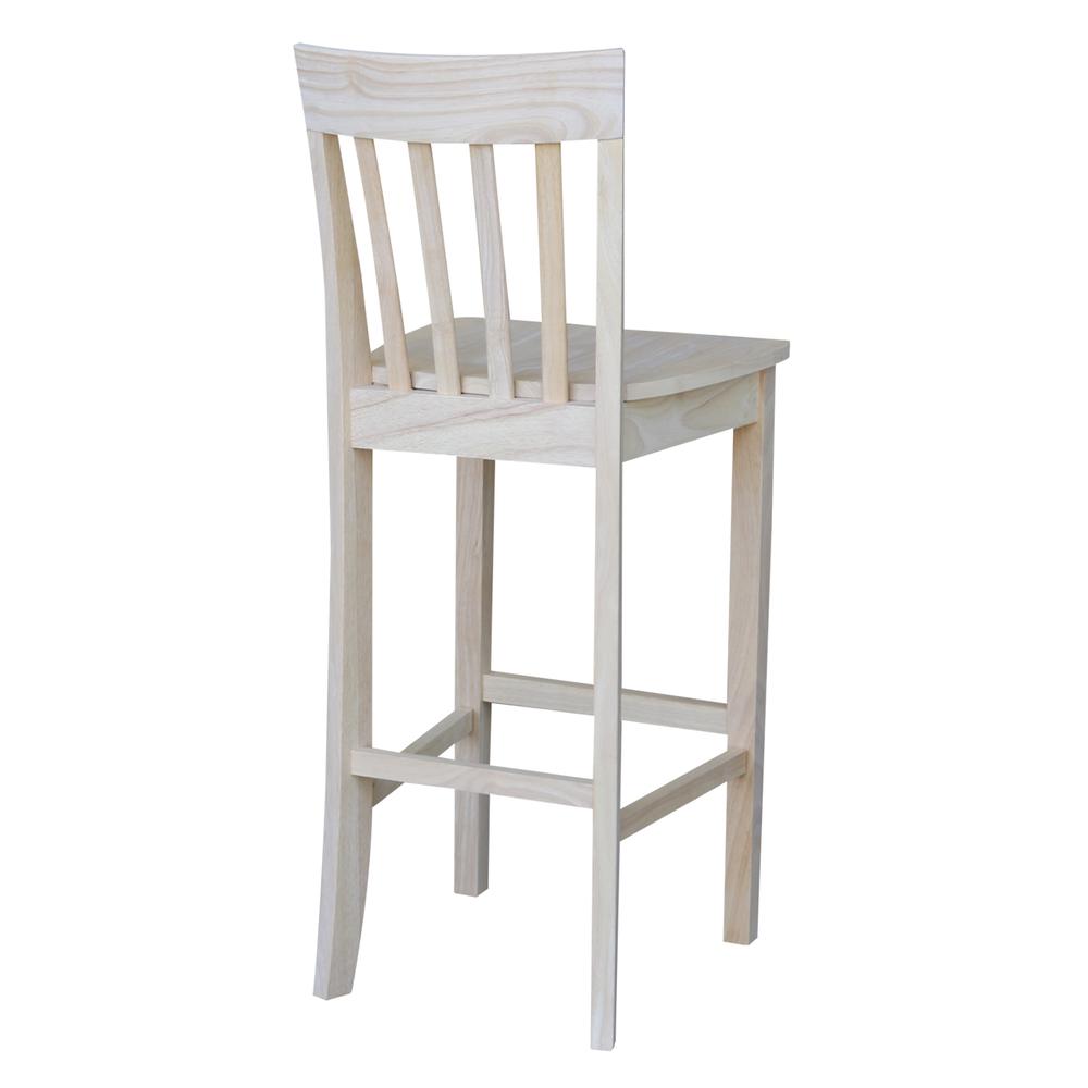 Slatback Bar height Stool - 30" Seat Height, Unfinished